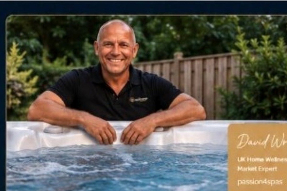 David Wright beside a premium outdoor spa